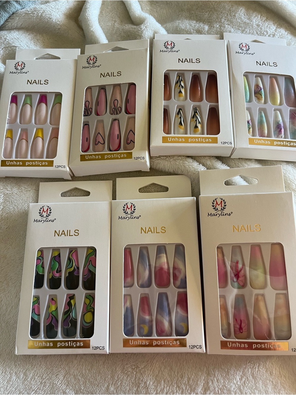 Marylinn Women's Assorted Pink & Neutral Press-On Nails - 12pcs per Box. 7 Boxes
